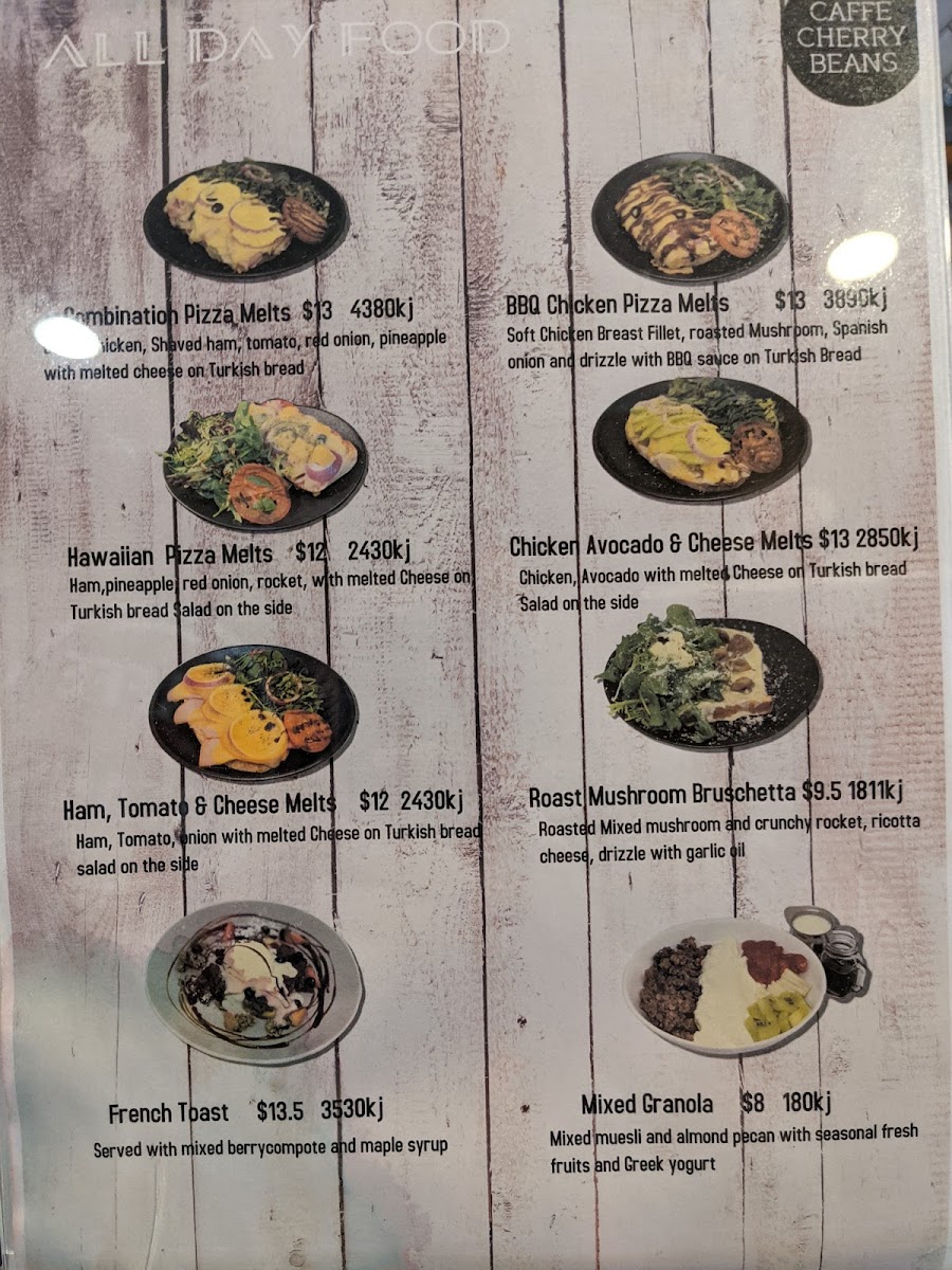 Caffe Cherry Beans Lidcombe Menu 2