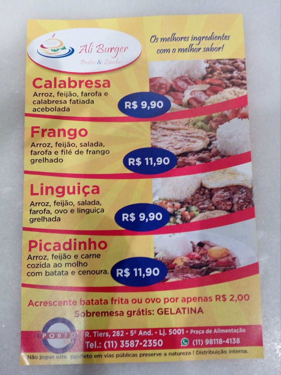 Ali Burger Pratos E Lanches Menu 7