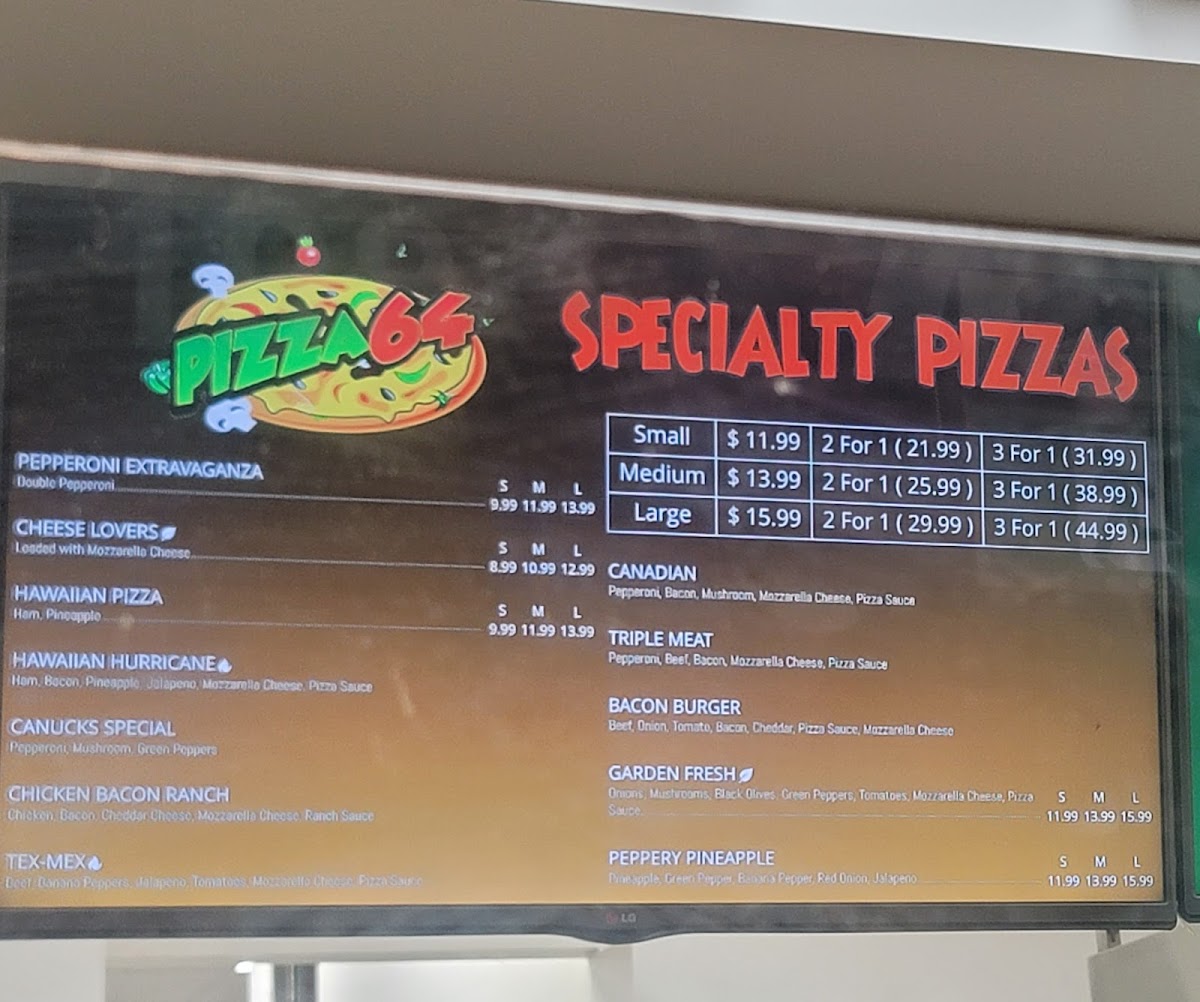 Pizza 64 Menu 2