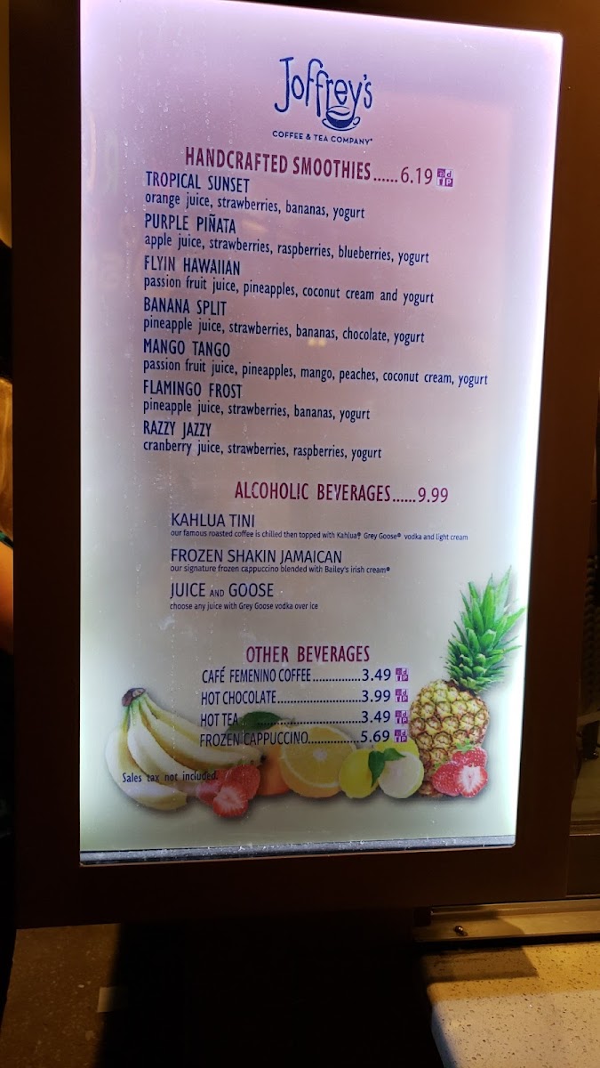 Joffrey's Handcrafted Smoothies Menu 6