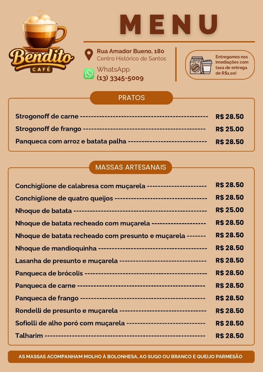 Bendito Café Santos Menu 2