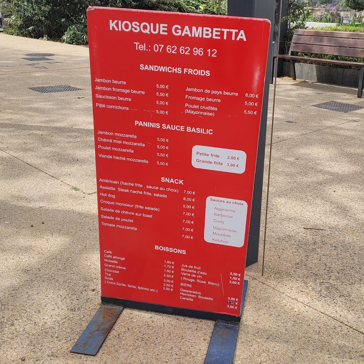 Kiosque Gambetta Menu 1