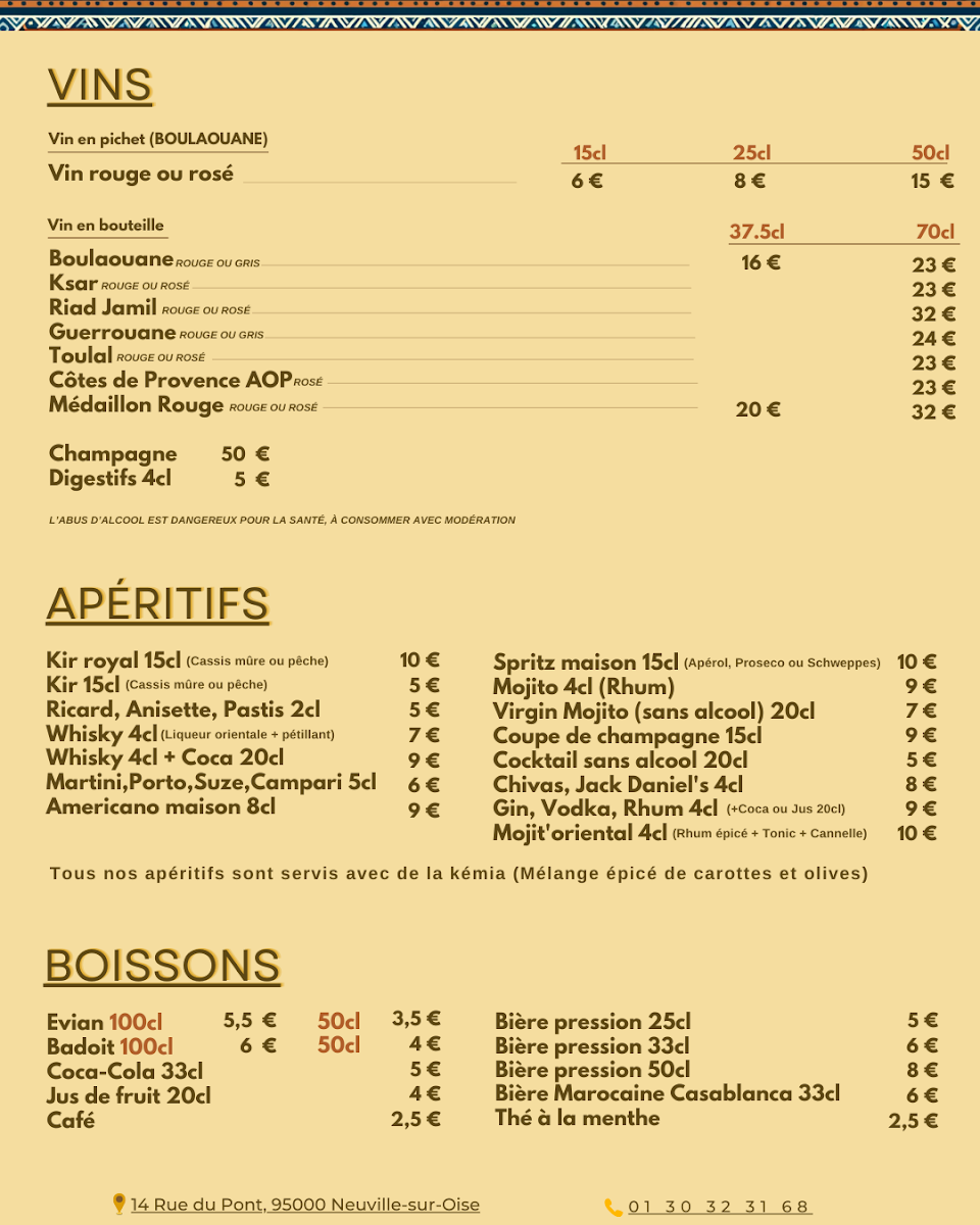 Le Chameau Menu 2