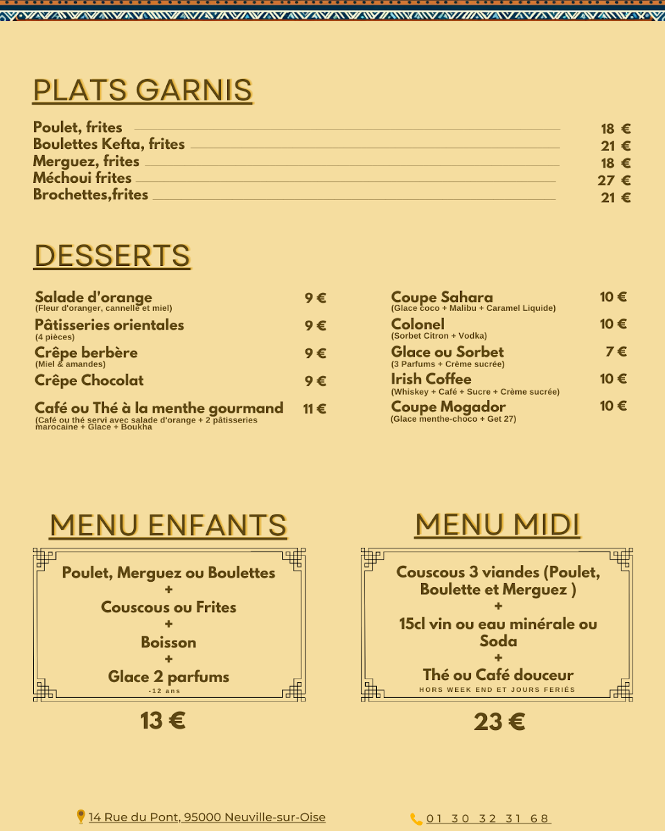 Le Chameau Menu 3