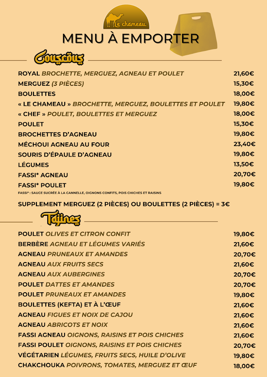 Le Chameau Menu 4