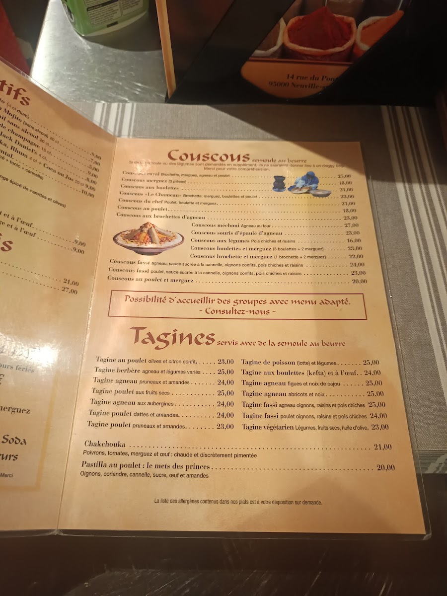 Le Chameau Menu 8