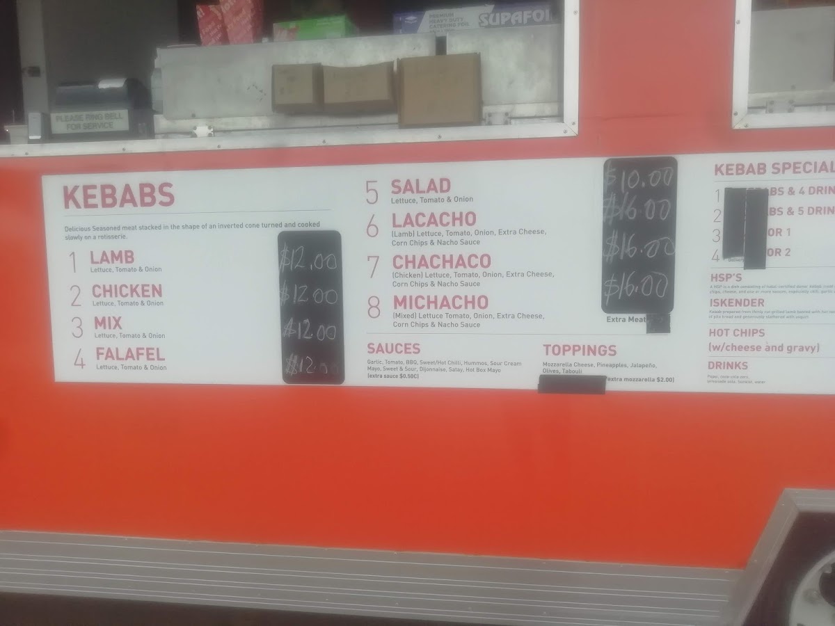 Hot Box Kebabs Menu 1
