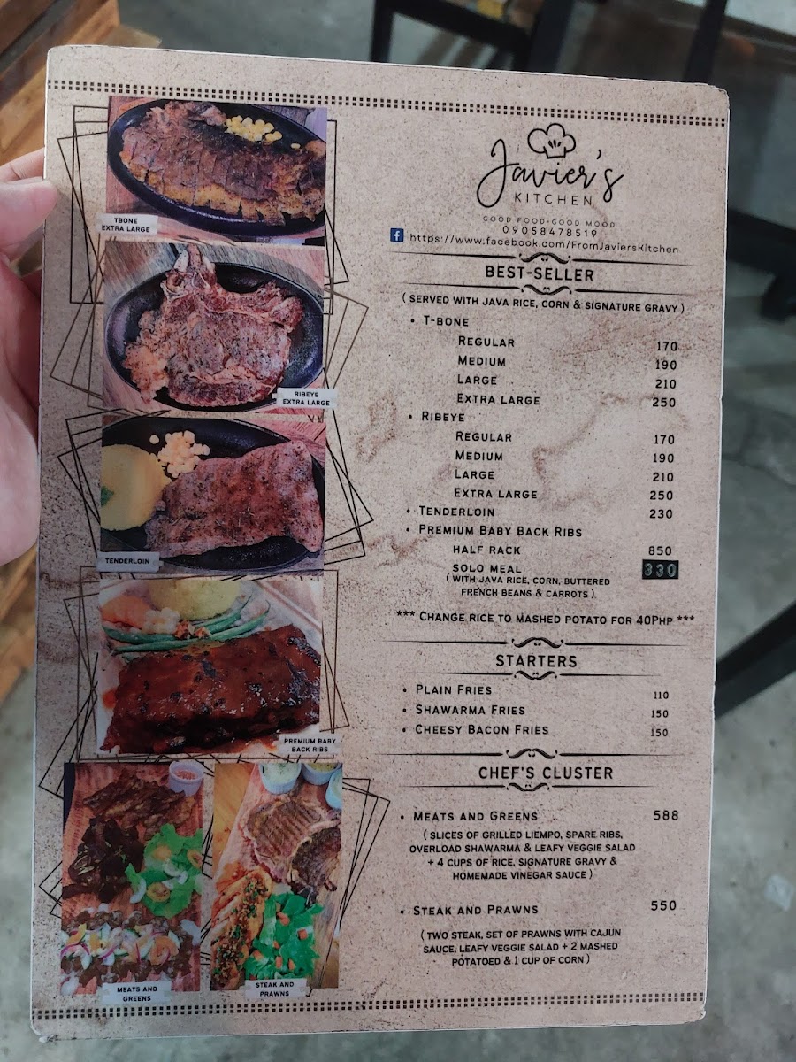 Javier’s Kitchen Menu 1