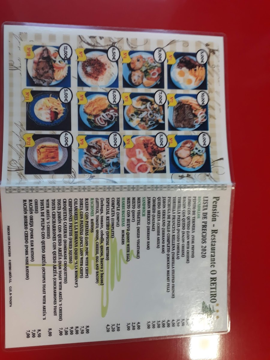 O Retiro Arzua s.l Menu 6