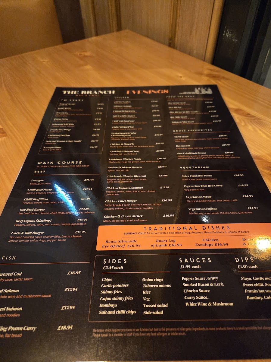 The Branch Bar & Grill Menu 1