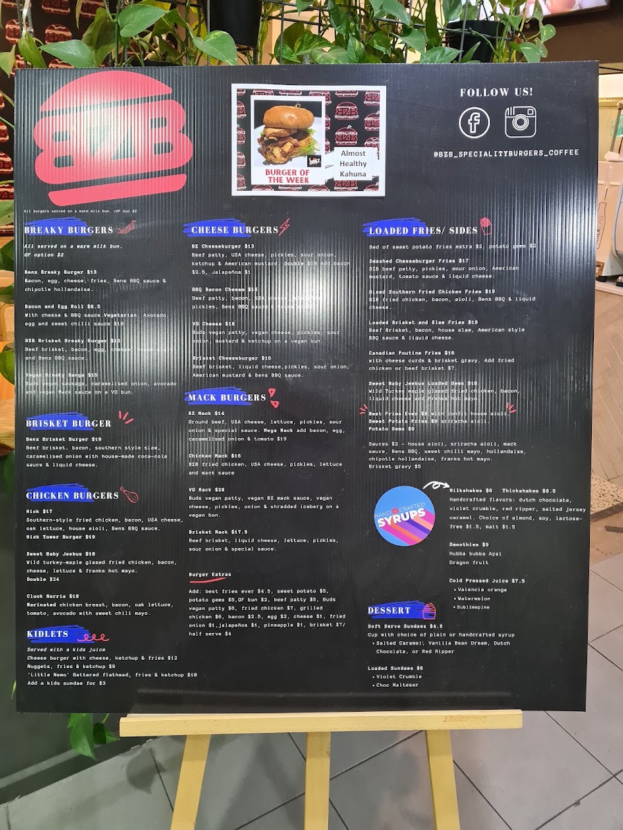 BZ Burger Menu 1