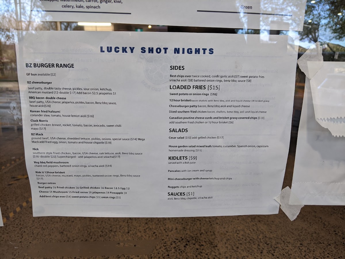 BZ Burger Menu 7