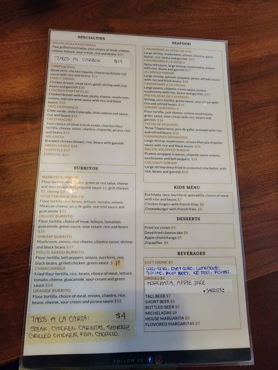 Mariachis Mexican Restaurant and Cantina Menu 1