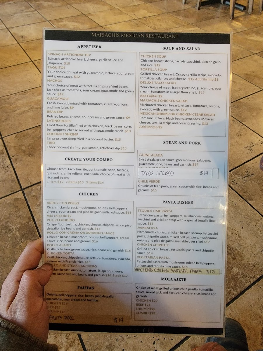 Mariachis Mexican Restaurant and Cantina Menu 2