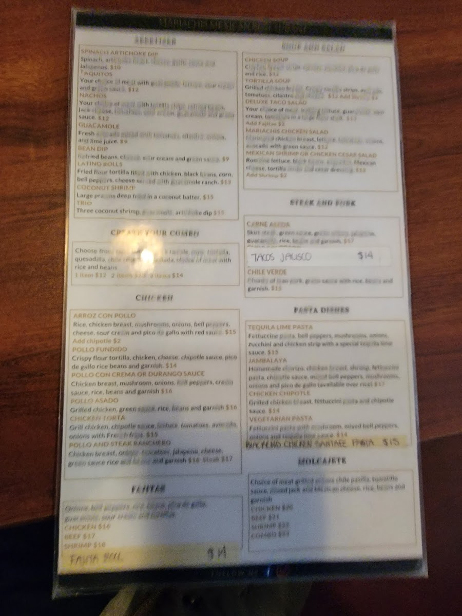 Mariachis Mexican Restaurant and Cantina Menu 3