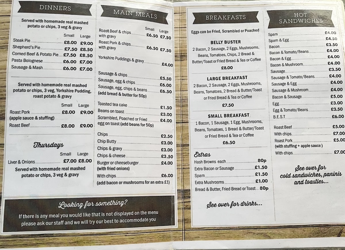 Carvery Cafe Castleford Menu 1