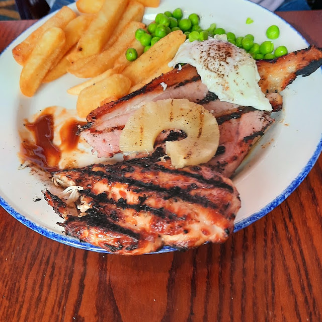 Chicken Gammon Chips and Fried Egg
