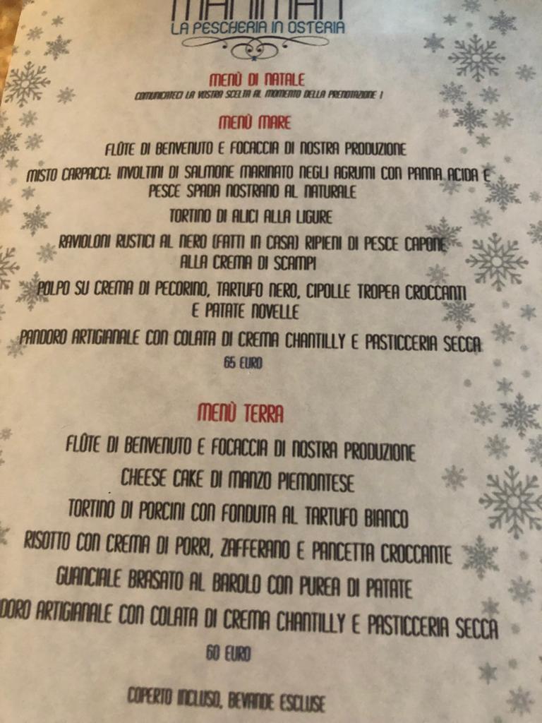 Osteria Maniman Menu 1