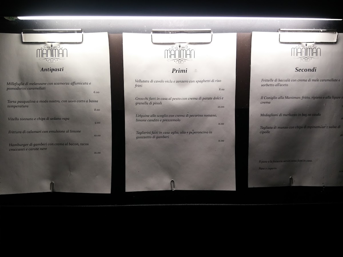 Osteria Maniman Menu 5
