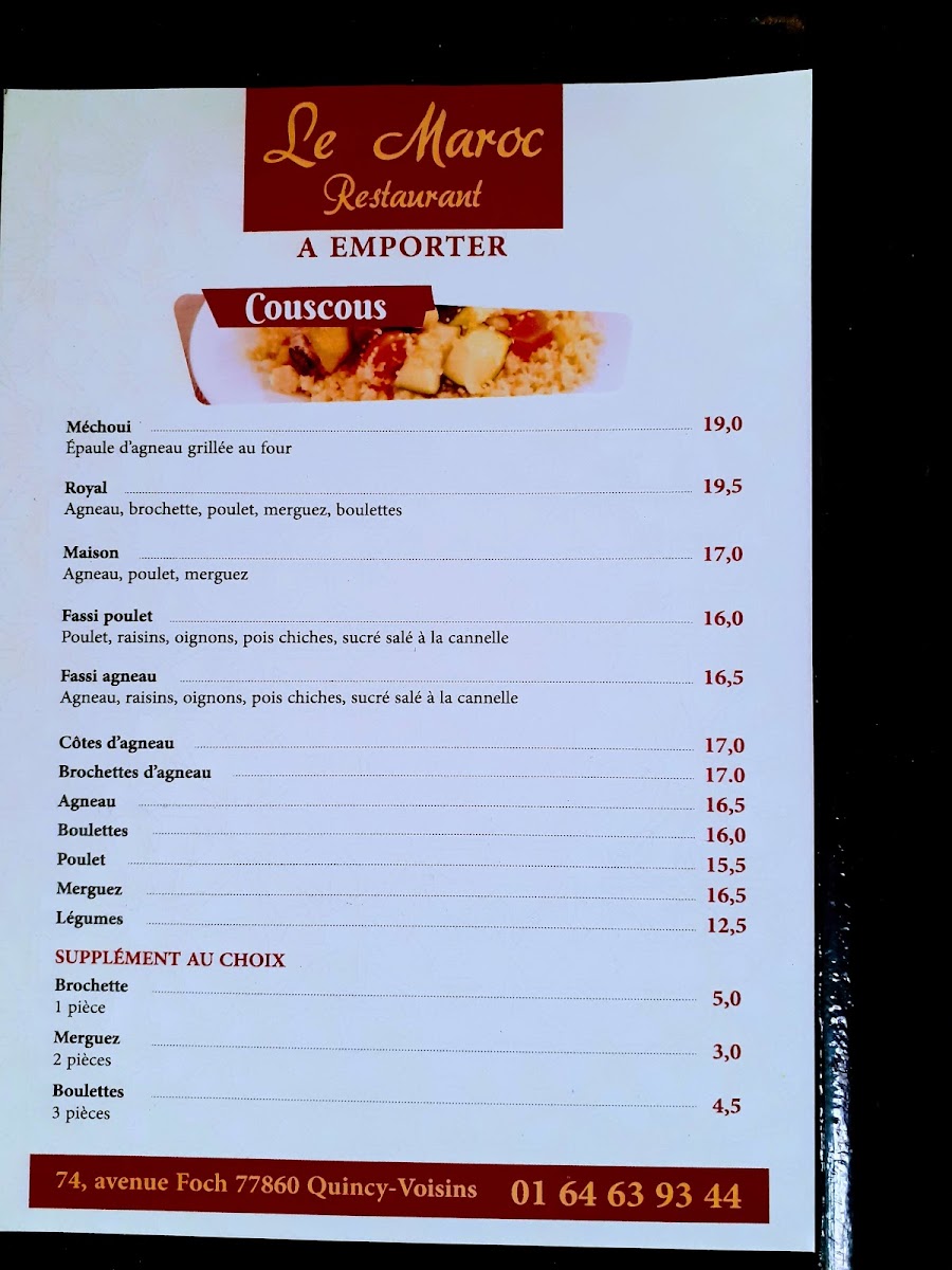Le MAROC Menu 10