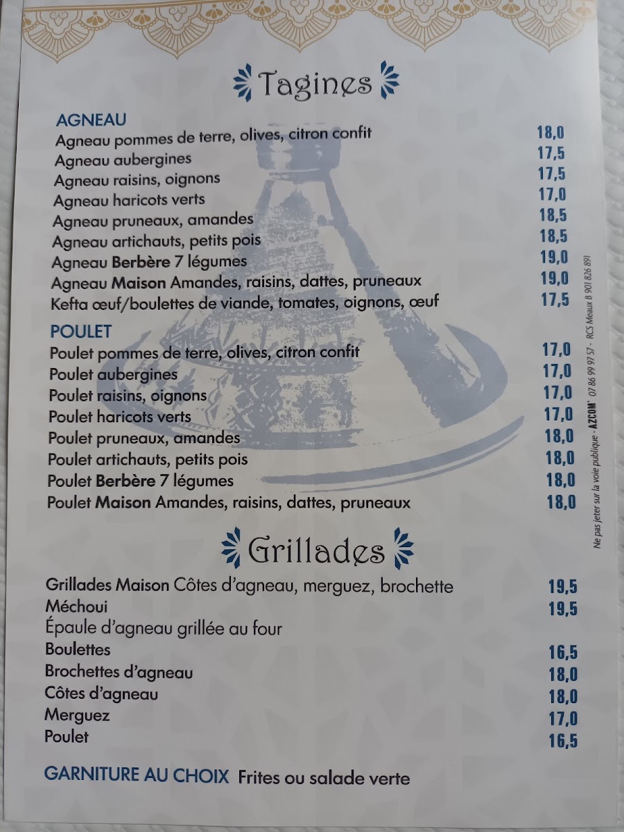 Le MAROC Menu 7