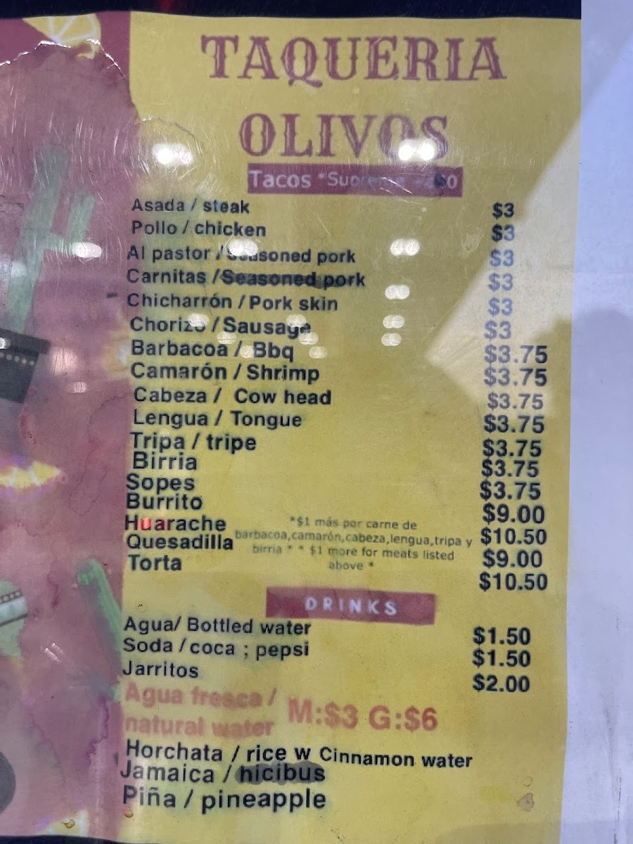 Taqueria olivos llc Menu 1