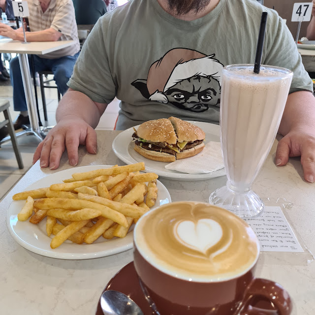 Hamburger Chips and Milkshake
