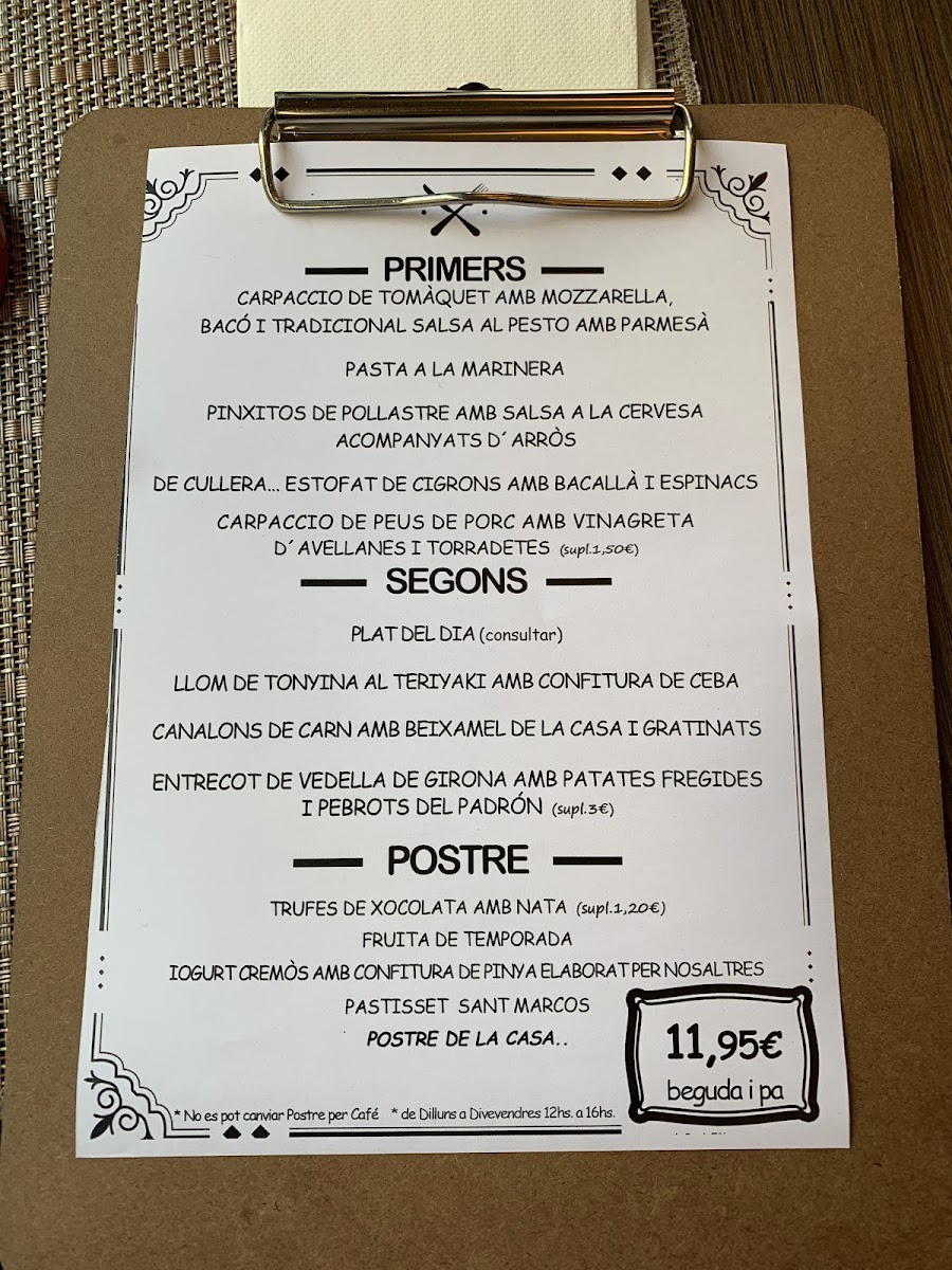 Da Vinci - Girona Menu 2