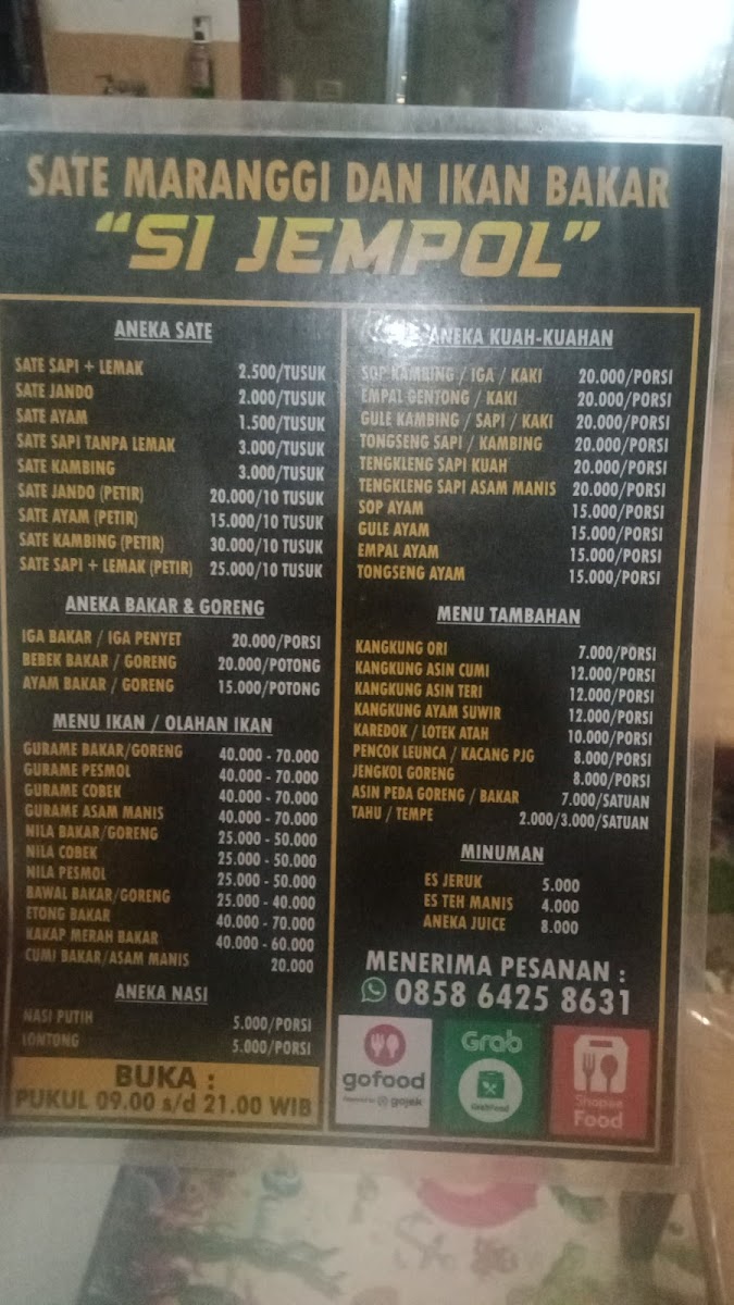 sate maranggi si jempol Menu 4