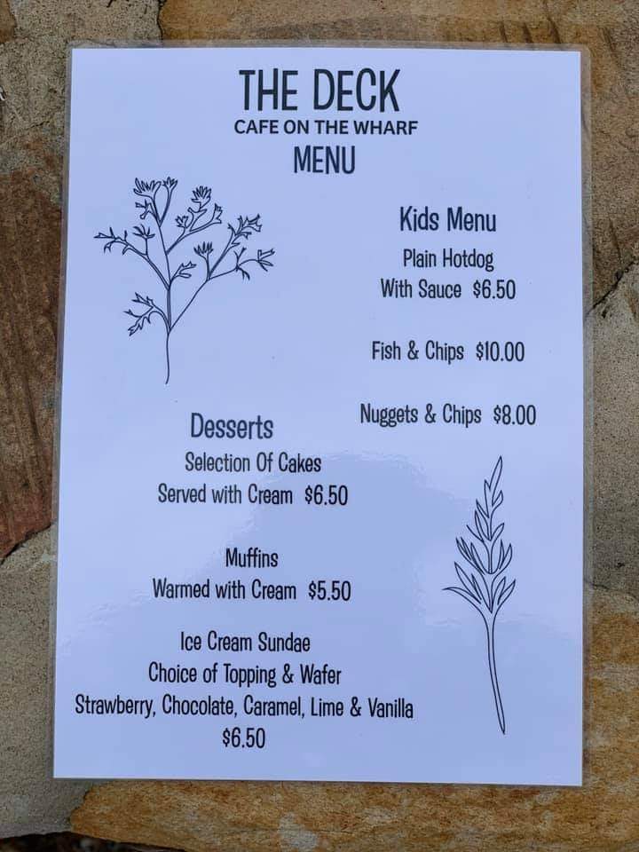 The Deck cafe on the wharf Menu 1