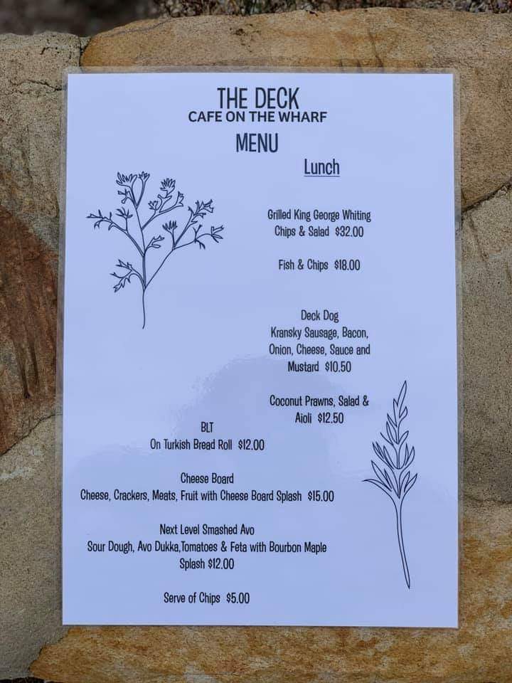 The Deck cafe on the wharf Menu 2
