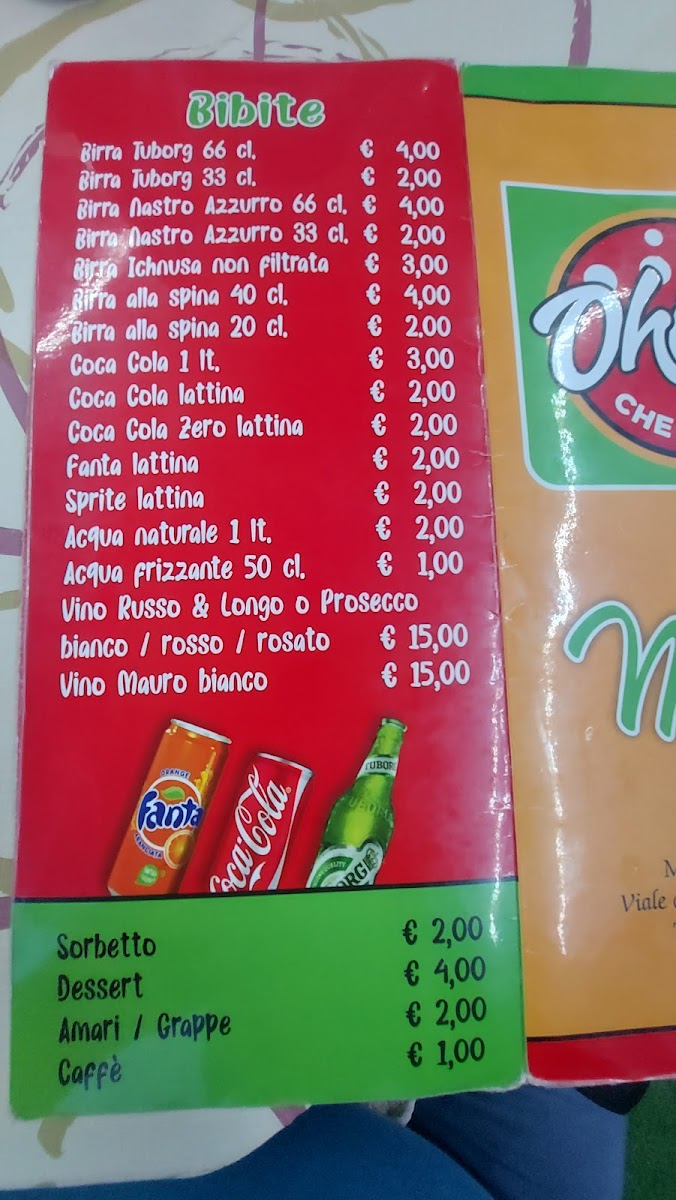 Ohimà che pizza Menu 3