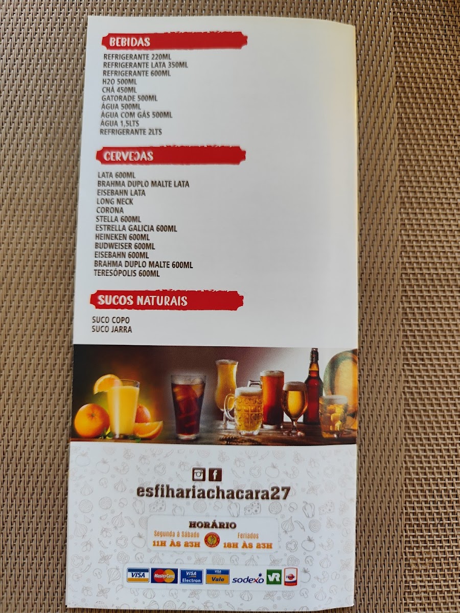 Esfiharia da Chácara 27 Menu 3