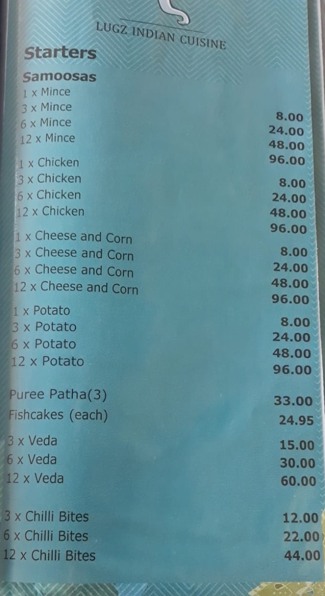 Lugz Indian Cuisine Witkoppen Menu 2