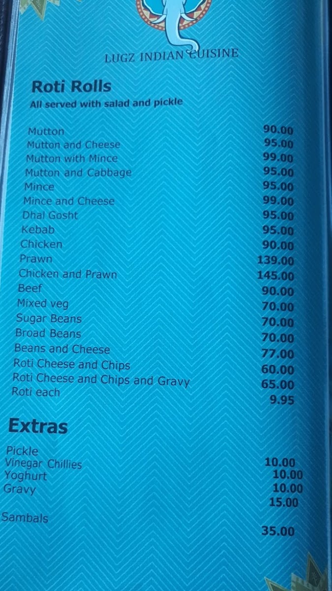 Lugz Indian Cuisine Witkoppen Menu 3