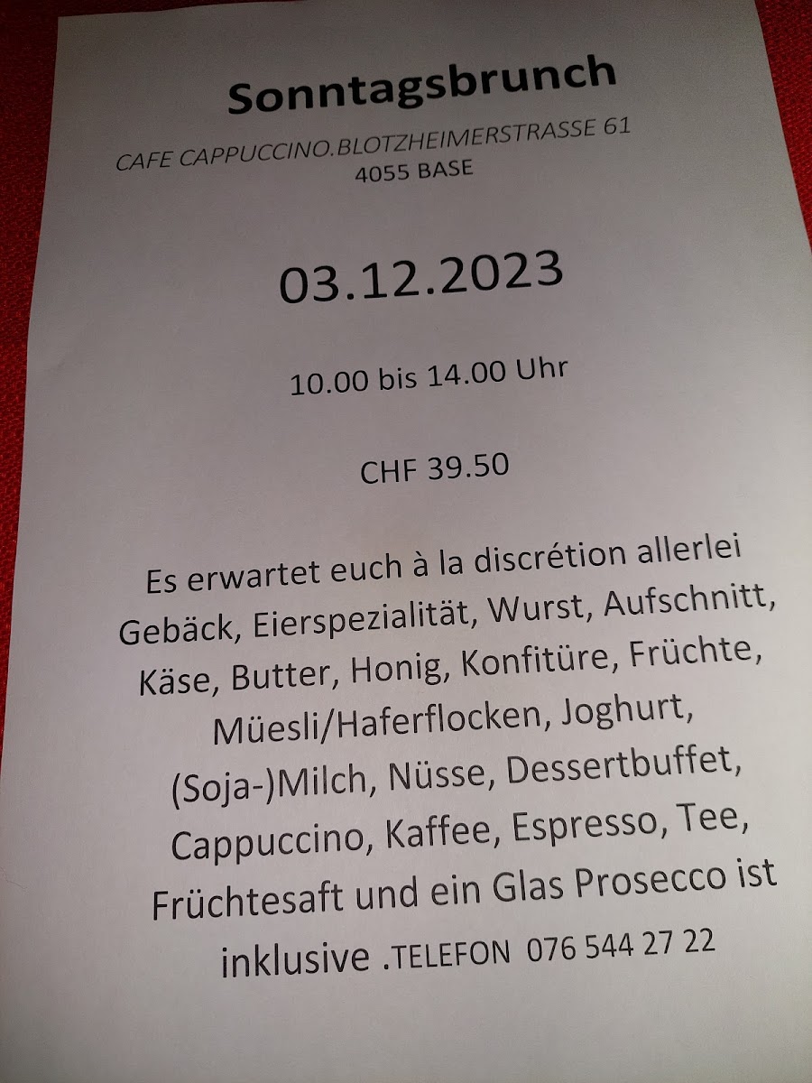 Cappuccino Menu 1