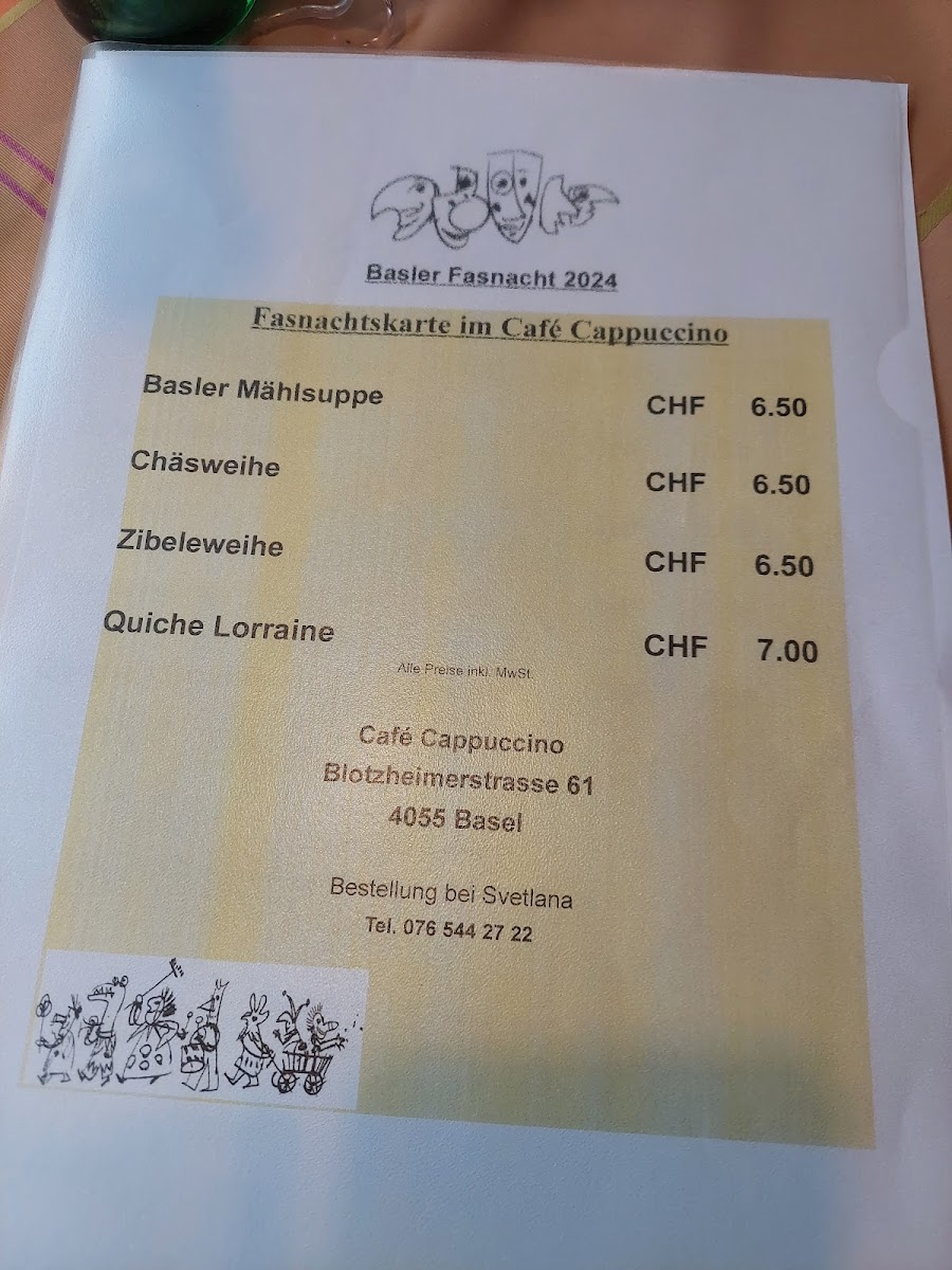 Cappuccino Menu 4