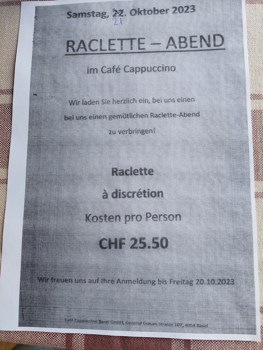 Cappuccino Menu 6