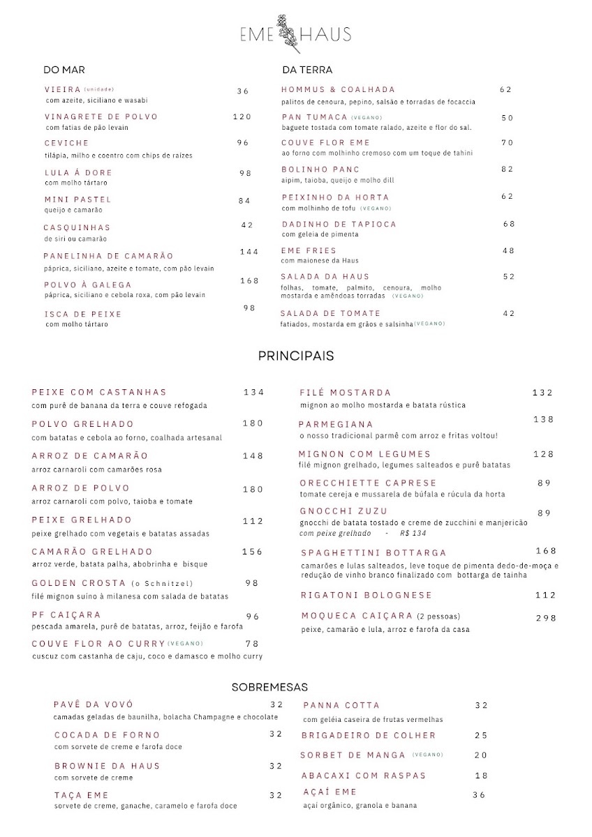 EME Haus Menu 1