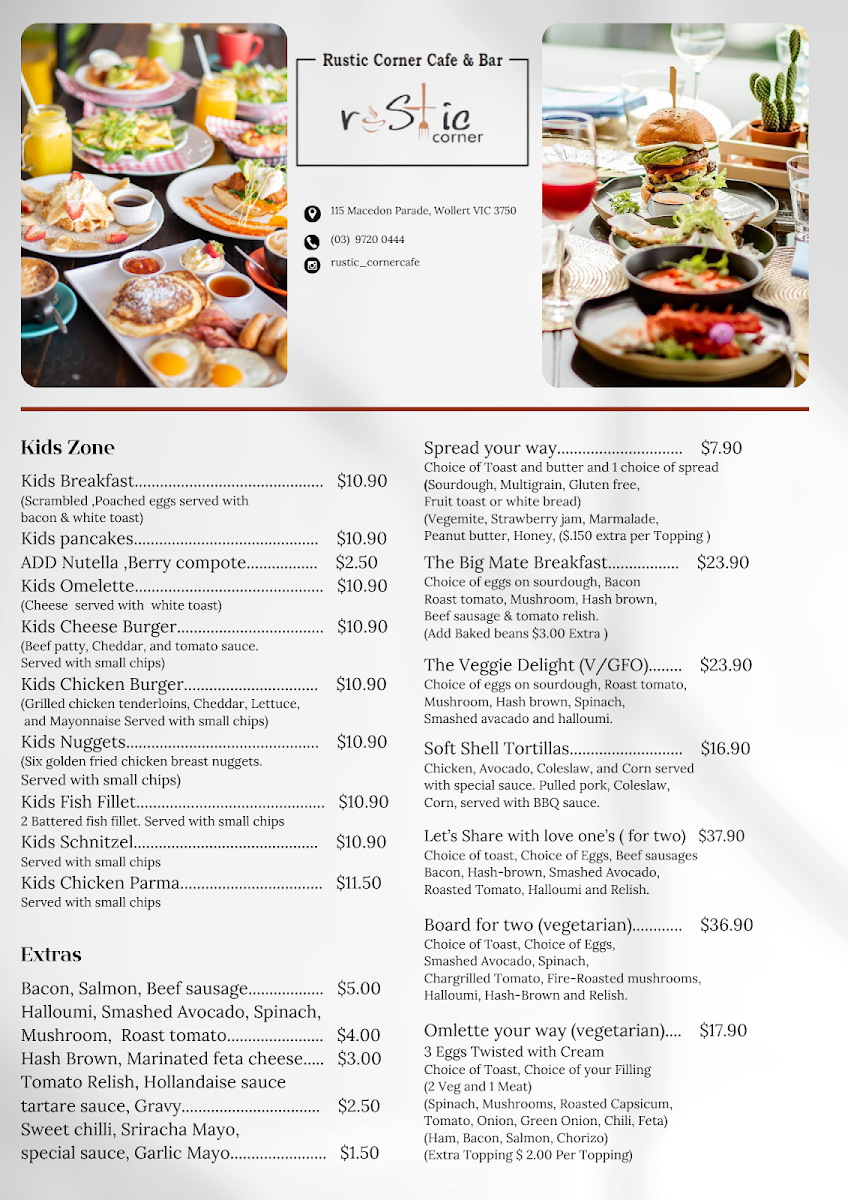 Rustic Corner cafe Menu 2