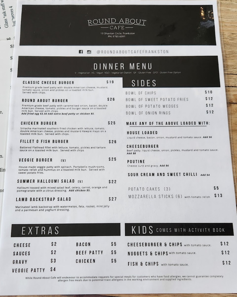Round About Cafe Menu 3