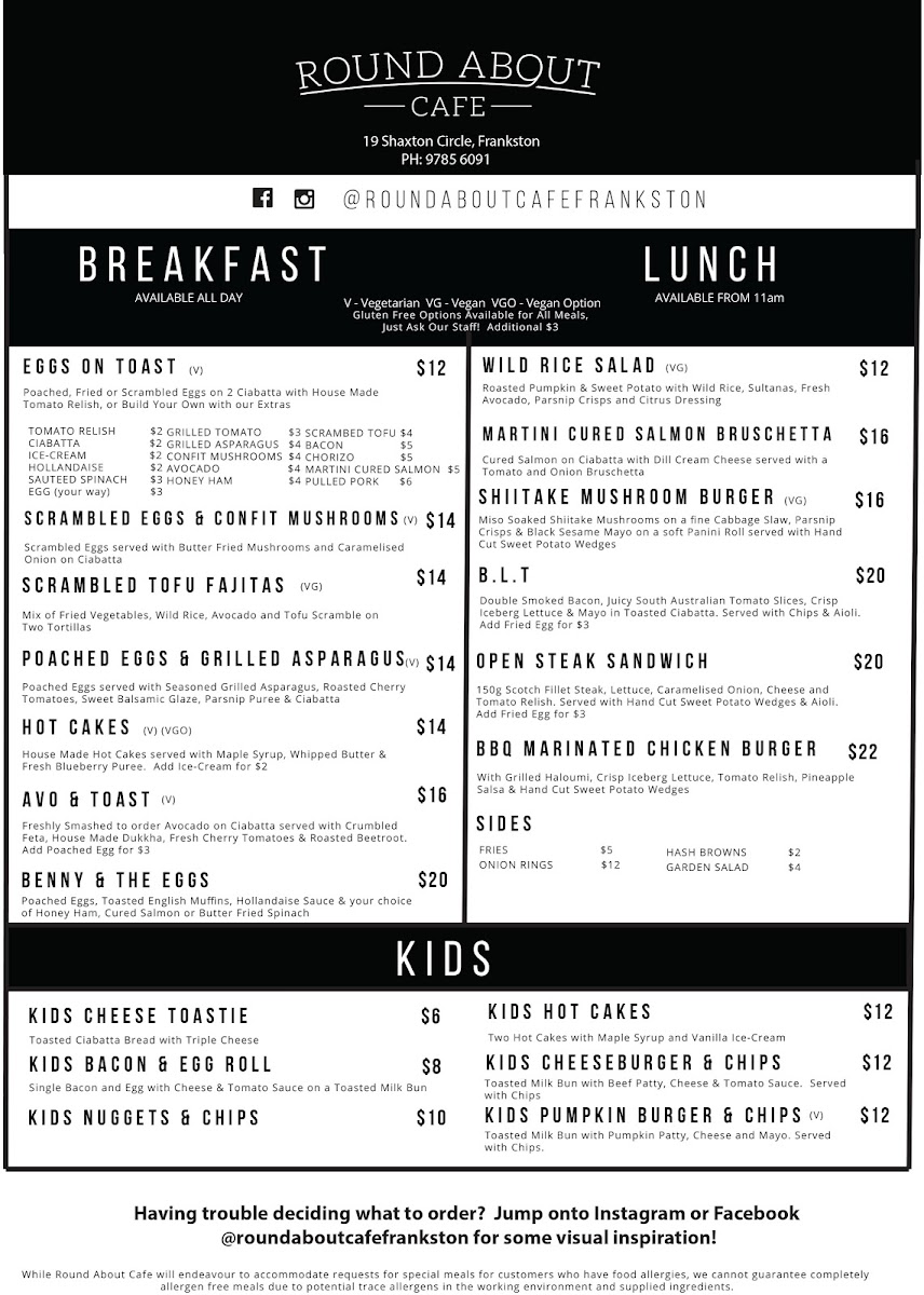 Round About Cafe Menu 6