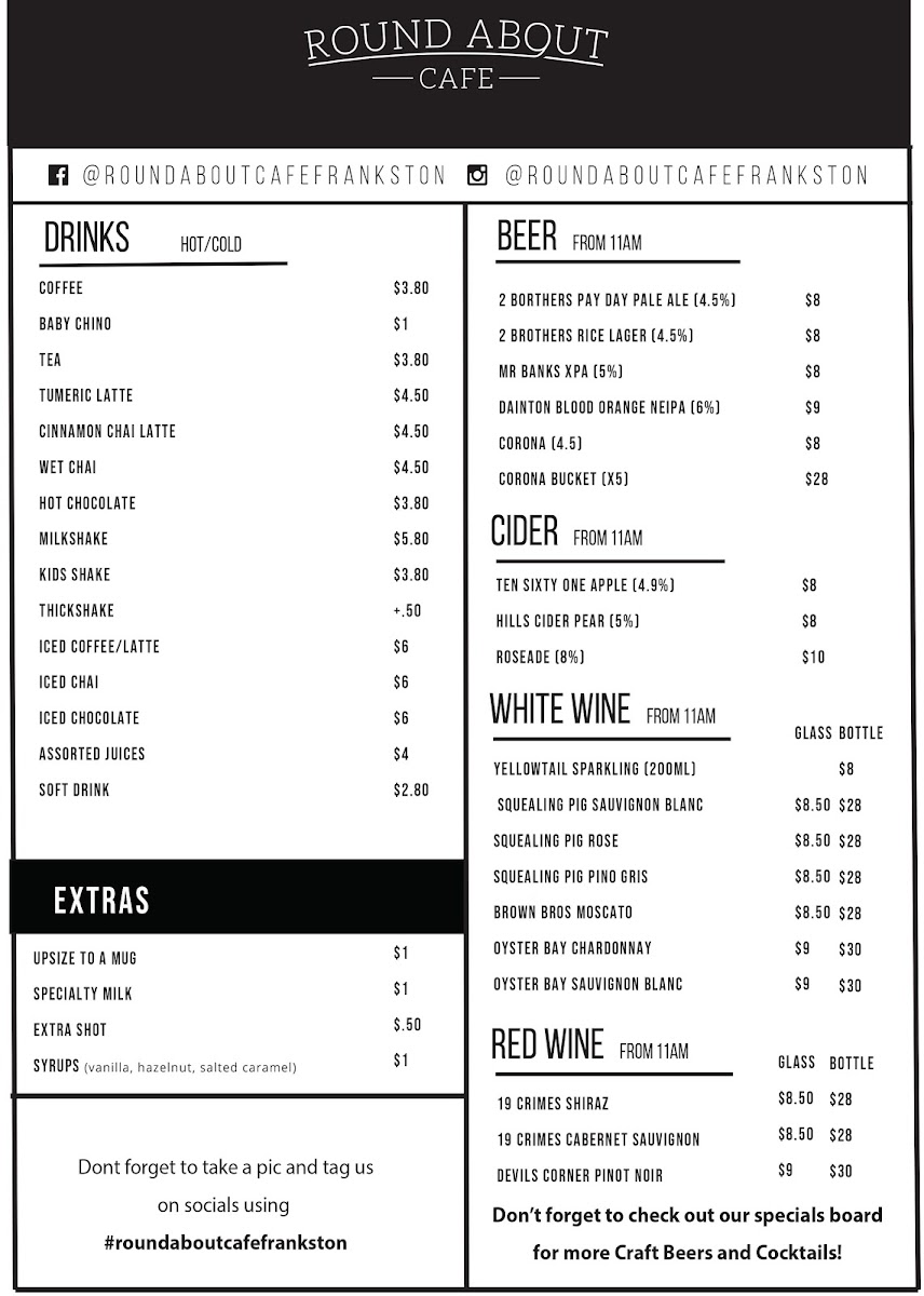Round About Cafe Menu 7
