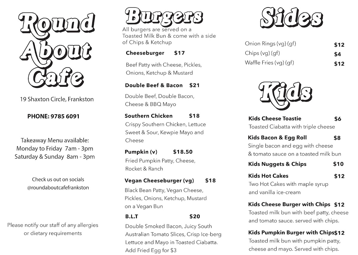 Round About Cafe Menu 8