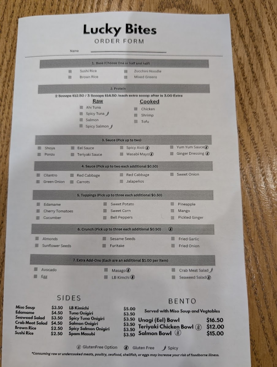 Lucky Bites Menu 3