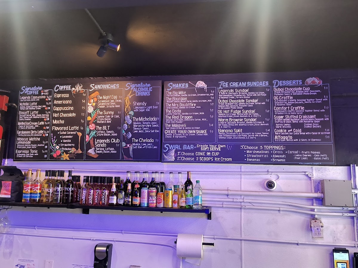 Legends Cafe & Creamery Menu 1