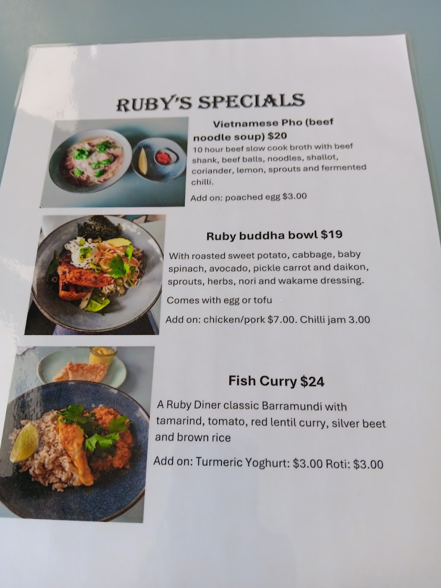 Ruby's Diner Cafe Waverley Menu 7