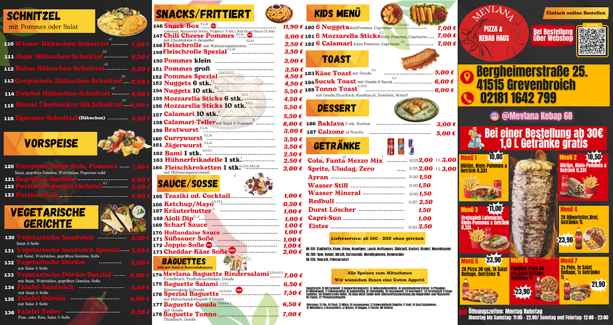 Mevlana Pizza und Kebap Haus Menu 1