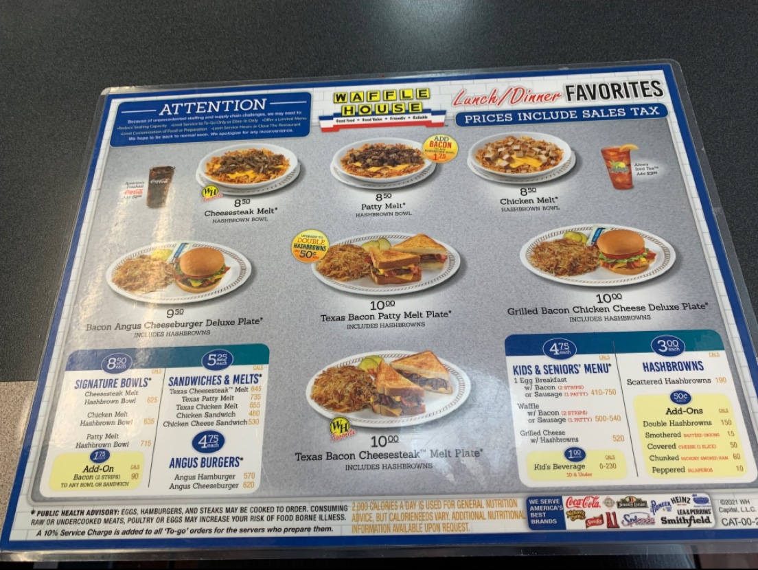 Waffle House Menu 3