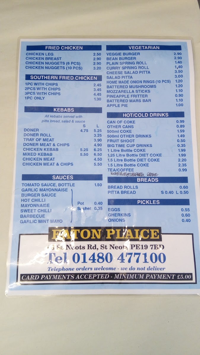 Eaton Plaice Menu 10